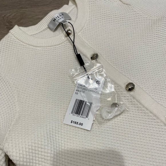 Milly Minis White Cardigan Sweater with Silver Buttons Sz 10 NWT - Picture 4 of 5